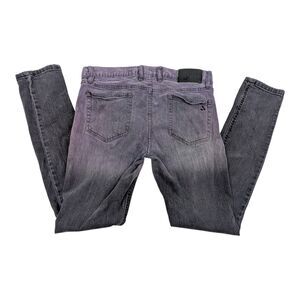 XXX RUDE Super Skinny Jeans Mens 32x30 Purple Black Ombre Wash Denim Hot Topic